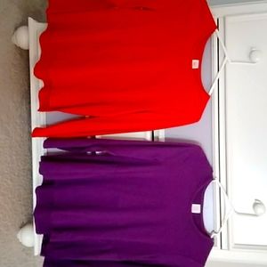 Red and purp,e long sleeves